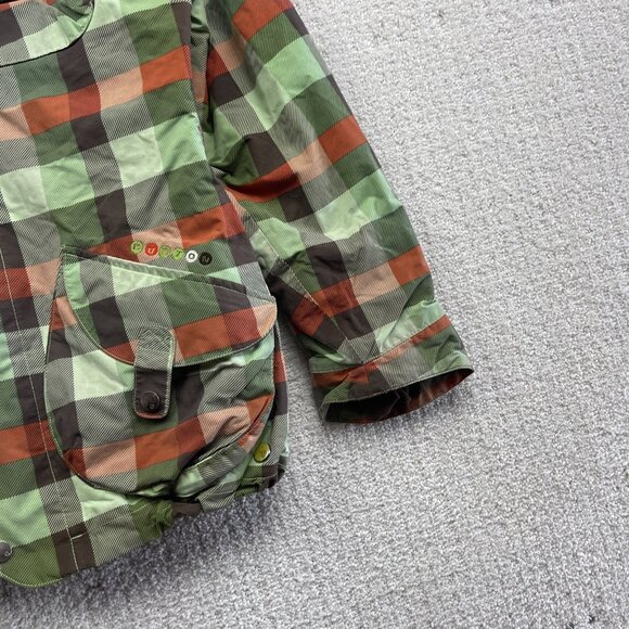 Y2K Burton Jacket Womens S Green / Orange Plaid Hooded Snowboarding / Ski - Picture 3 of 14